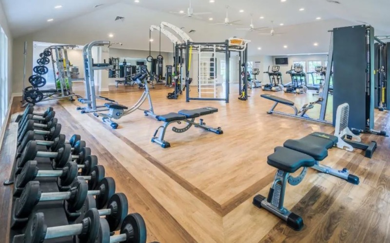 LYV Six Forks community gym with ample exercise equipment