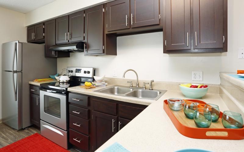 spacious kitchen with ample lighting